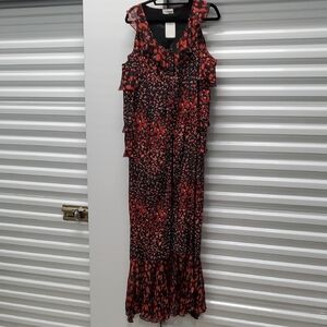 Red and Black Open Shoulder Maxi Sundress
